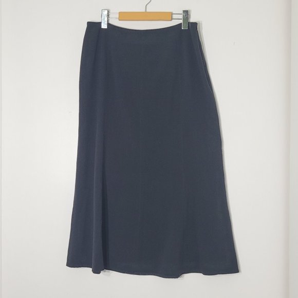 Investments Vintage A-Line Midi Skirt Classic Black Zippered Business Casual 12 - Picture 1 of 9